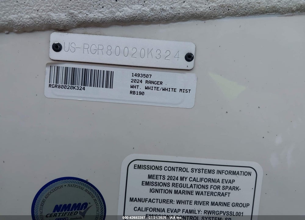 2024 RANGER RB190 VIN: RGR80020K324
