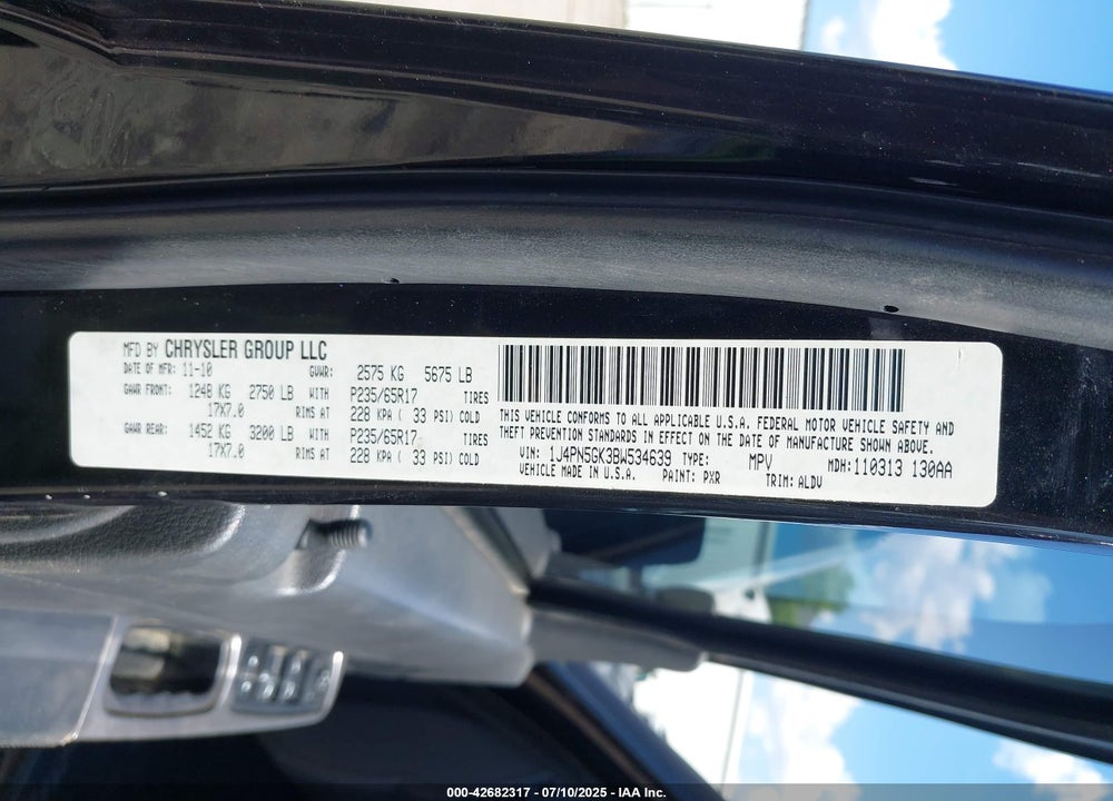 2011 JEEP LIBERTY VIN: 1J4PN5GK3BW534639
