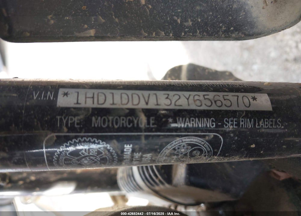 2002 HARLEY-DAVIDSON FLHT VIN: 1HD1DDV132Y656570