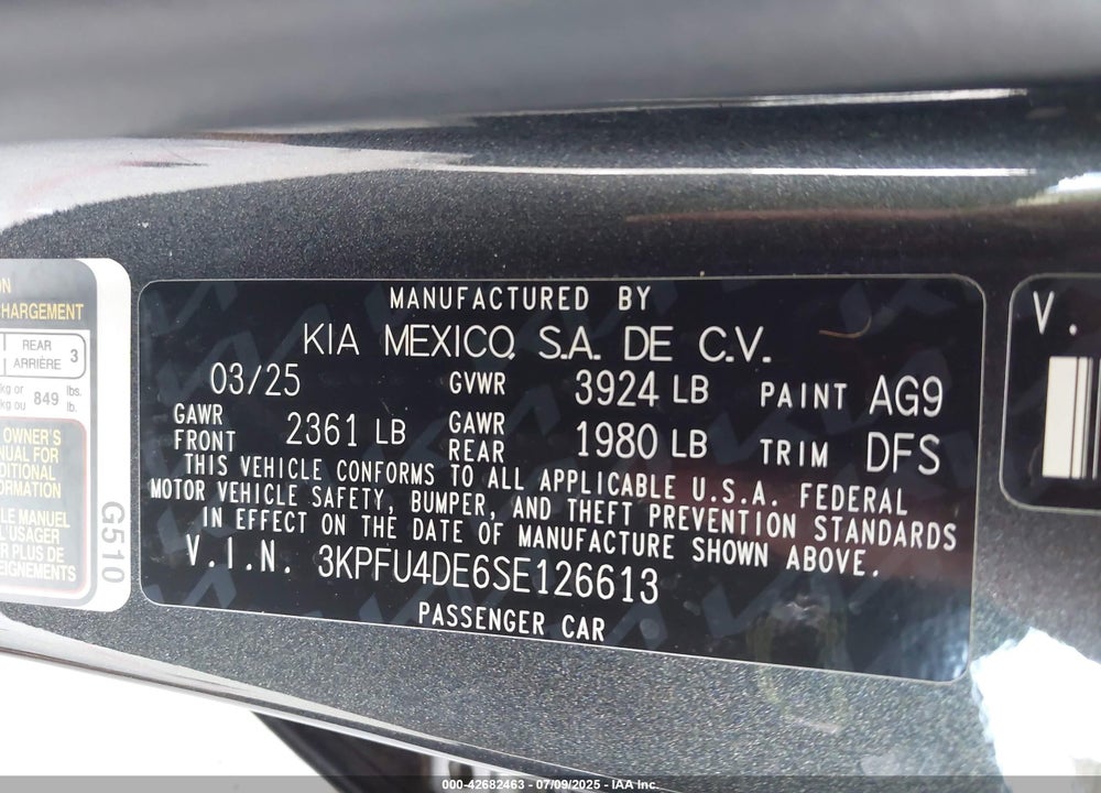 2025 KIA K4 VIN: 3KPFU4DE6SE126613