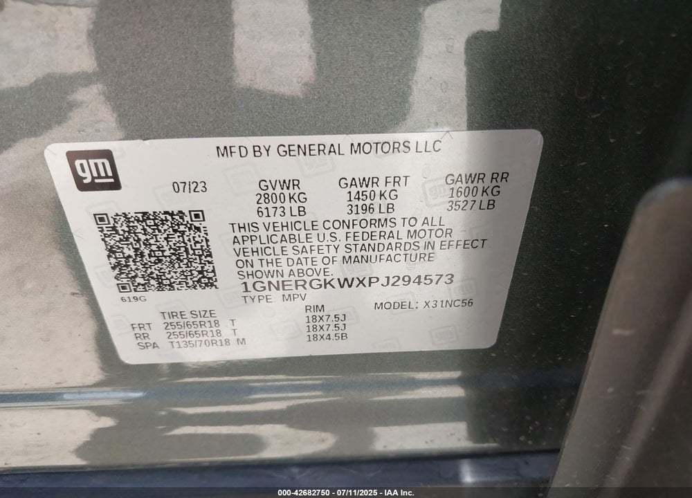 2023 CHEVROLET TRAVERSE FWD LT CLOTH VIN: 1GNERGKWXPJ294573