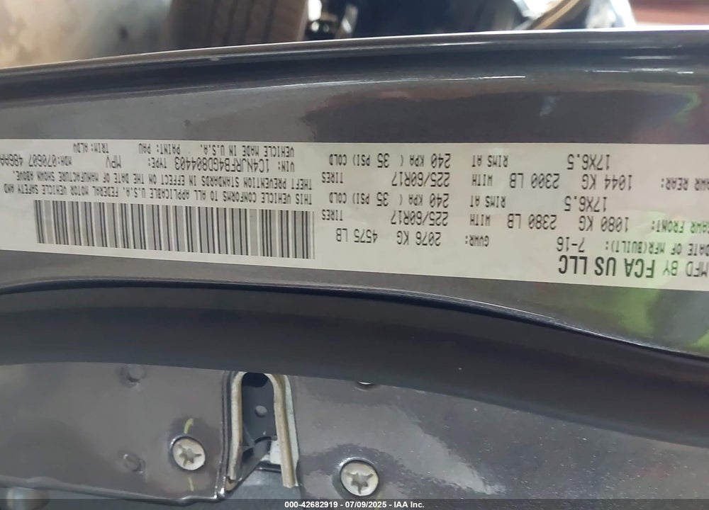 2016 JEEP PATRIOT VIN: 1C4NJRFB4GD804403