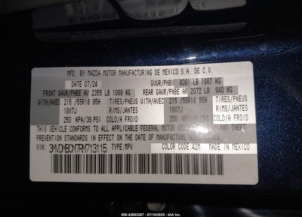 2024 MAZDA CX-30 VIN: 3MVDMBCM7RM713115