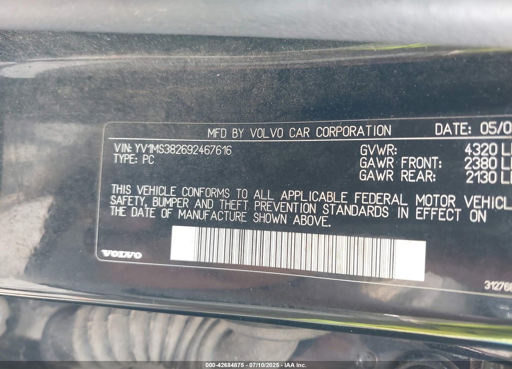 2009 VOLVO S40 VIN: YV1MS382692467616