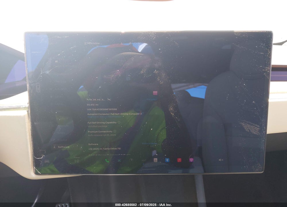 2022 TESLA MODEL X VIN: 7SAXCDE58NF361568