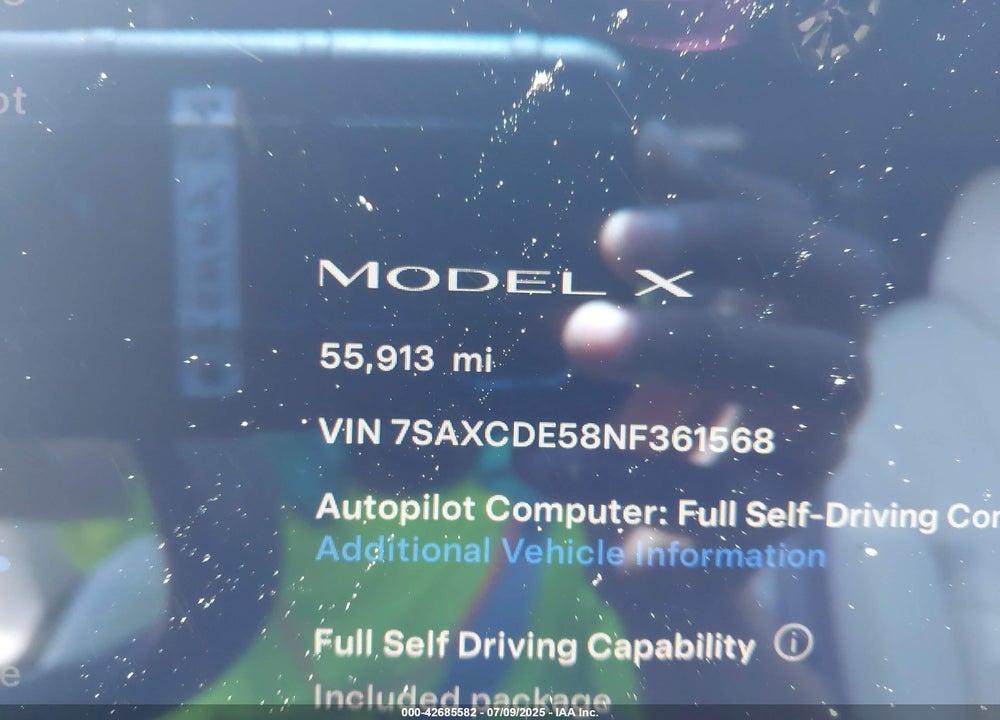 2022 TESLA MODEL X VIN: 7SAXCDE58NF361568