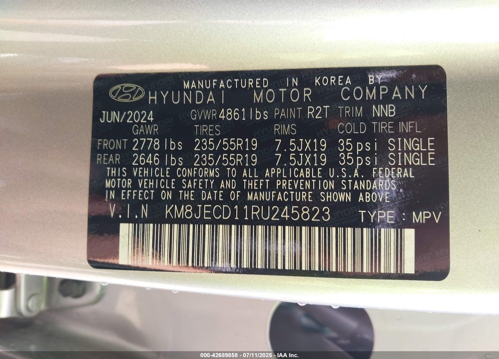 2024 HYUNDAI TUCSON HYBRID VIN: KM8JECD11RU245823