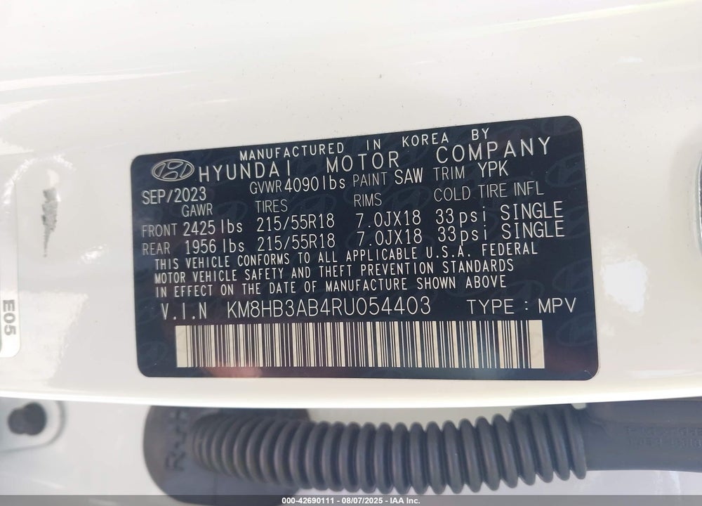 2024 HYUNDAI KONA VIN: KM8HB3AB4RU054403