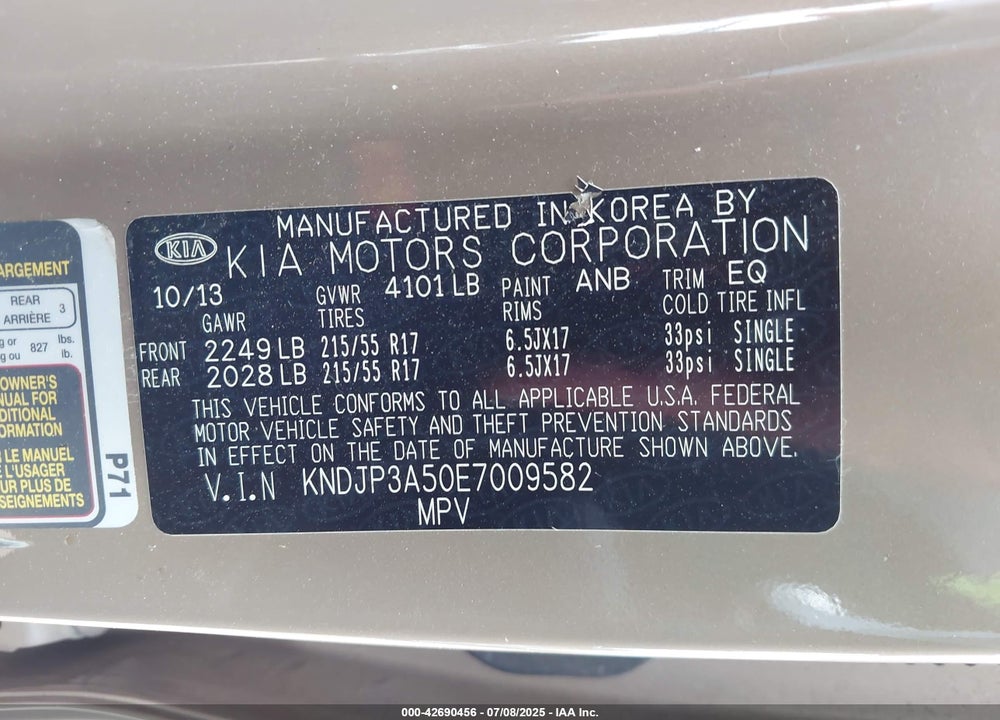 2014 KIA SOUL VIN: KNDJP3A50E7009582