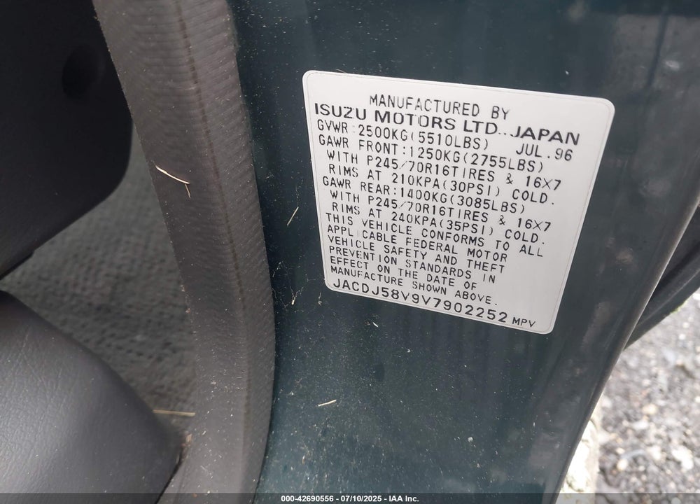 1997 ISUZU TROOPER LS/LTD/S VIN: JACDJ58V9V7902252
