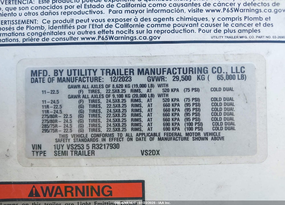 2024 UTILITY TRAILER MFG --- VIN: 1UYVS2535R3217930