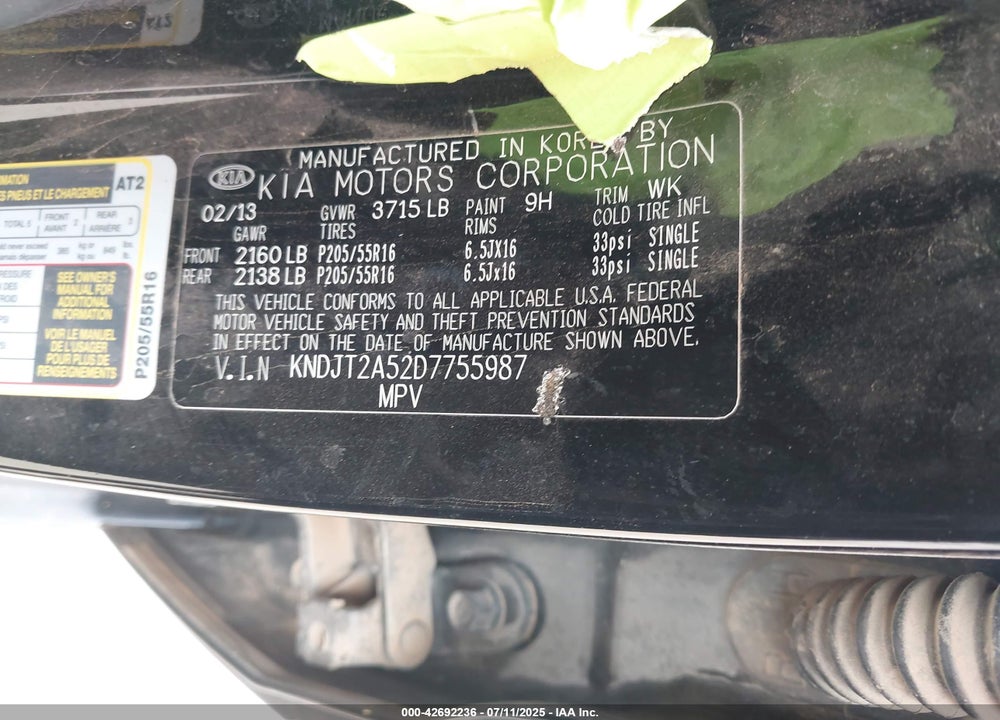 2013 KIA SOUL VIN: KNDJT2A52D7755987