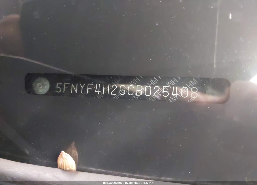 2012 HONDA PILOT VIN: 5FNYF4H26CB025408