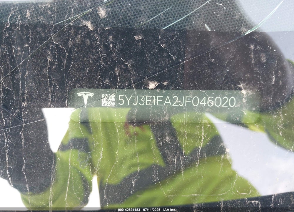 2018 TESLA MODEL 3 VIN: 5YJ3E1EA2JF046020