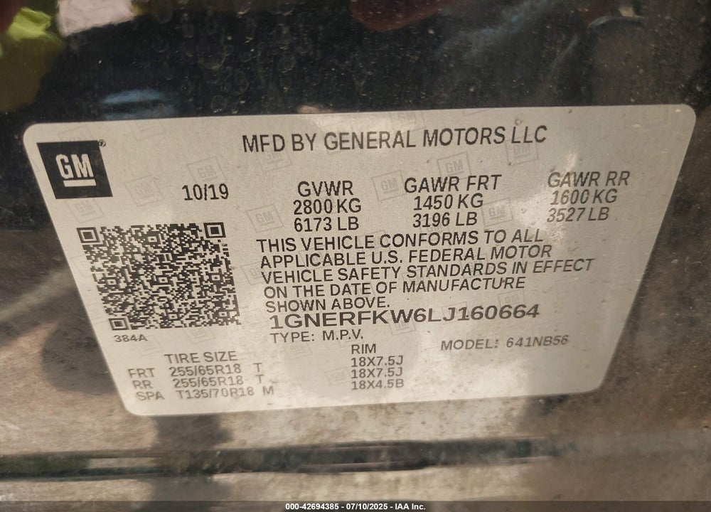 2020 CHEVROLET TRAVERSE FWD LS VIN: 1GNERFKW6LJ160664