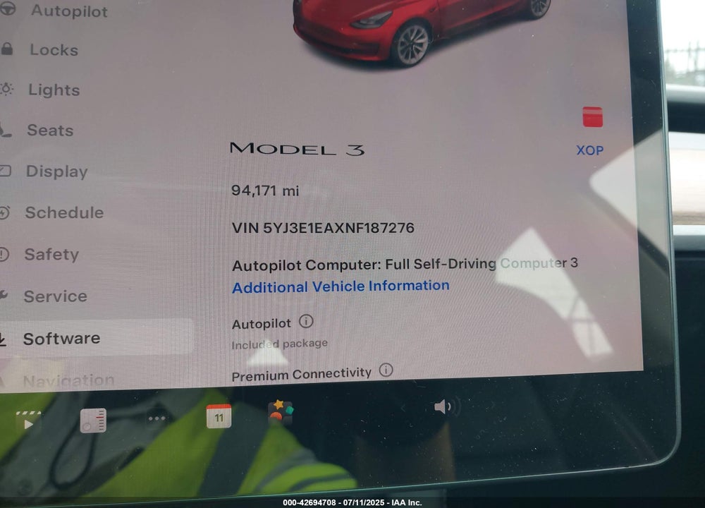 2022 TESLA MODEL 3 VIN: 5YJ3E1EAXNF187276