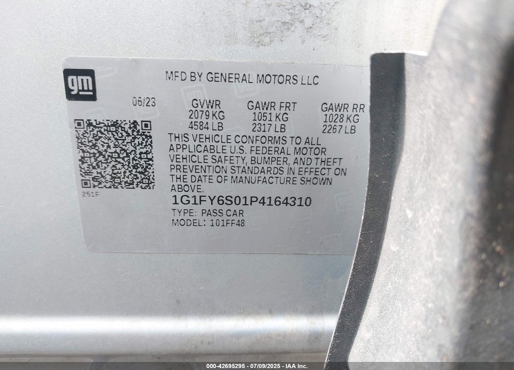 2023 CHEVROLET BOLT EUV FWD LT VIN: 1G1FY6S01P4164310