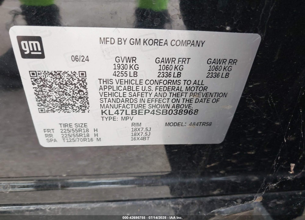 2025 BUICK ENVISTA SPORT TOURING FWD VIN: KL47LBEP4SB038968