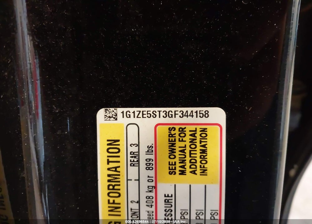 2016 CHEVROLET MALIBU VIN: 1G1ZE5ST3GF344158