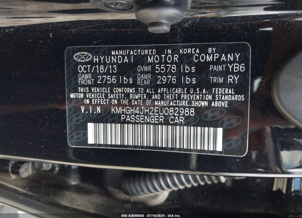 2014 HYUNDAI EQUUS VIN: KMHGH4JH2EU082988