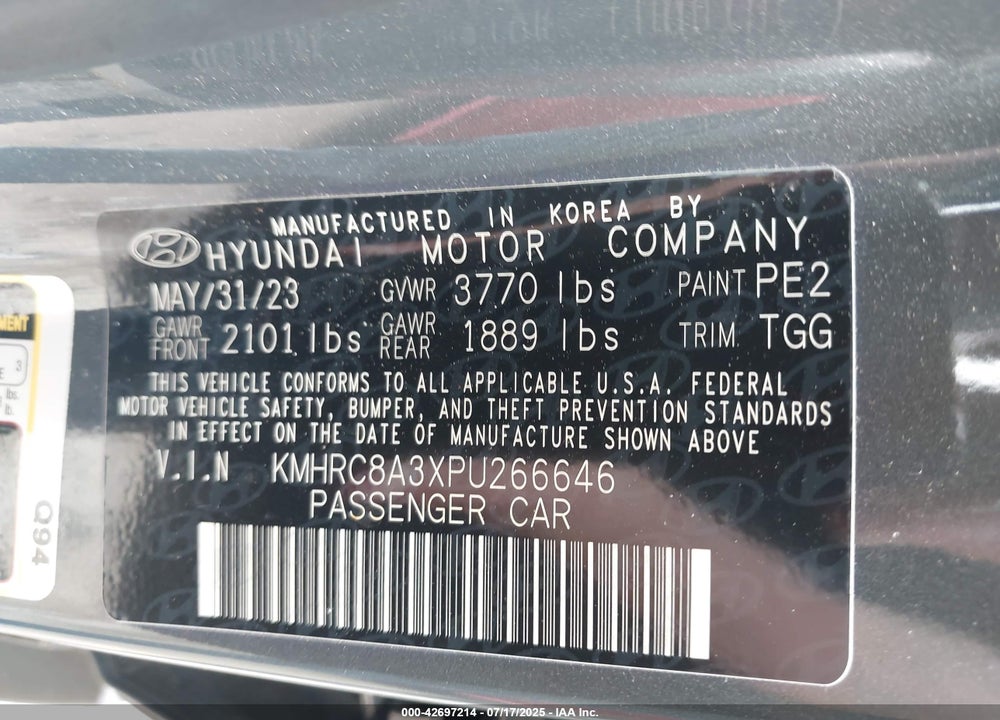 2023 HYUNDAI VENUE VIN: KMHRC8A3XPU266646
