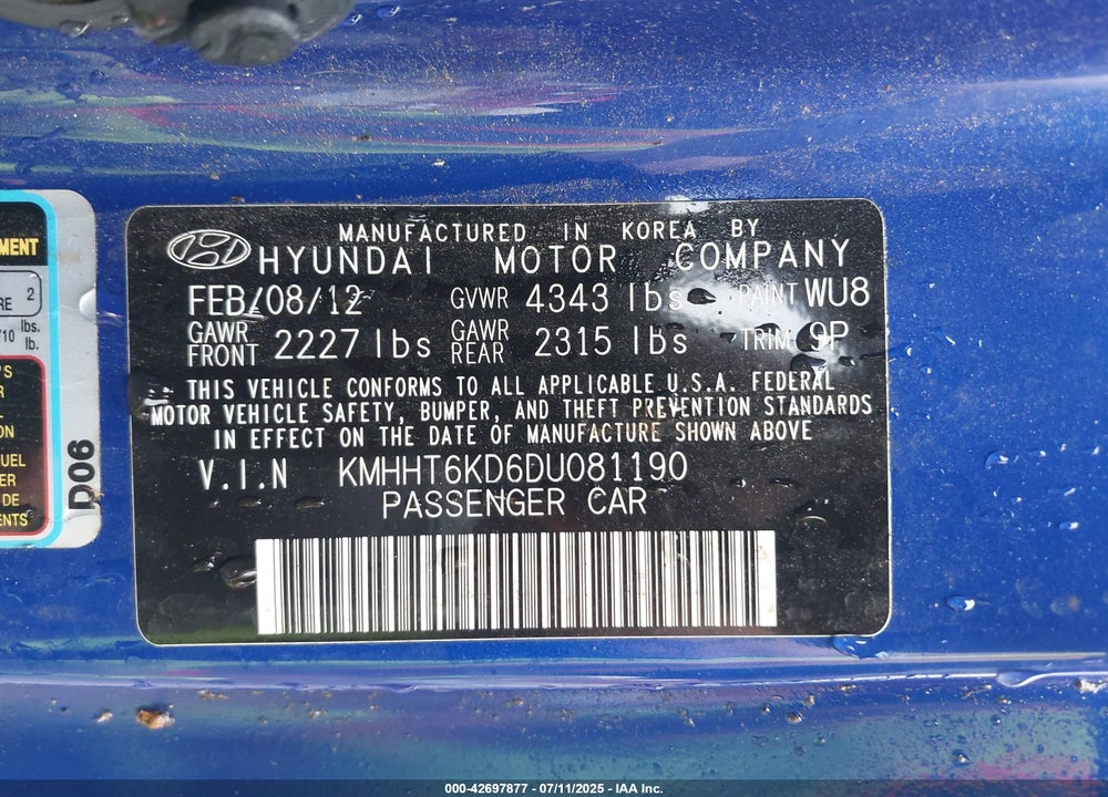 2013 HYUNDAI GENESIS COUPE VIN: KMHHT6KD6DU081190