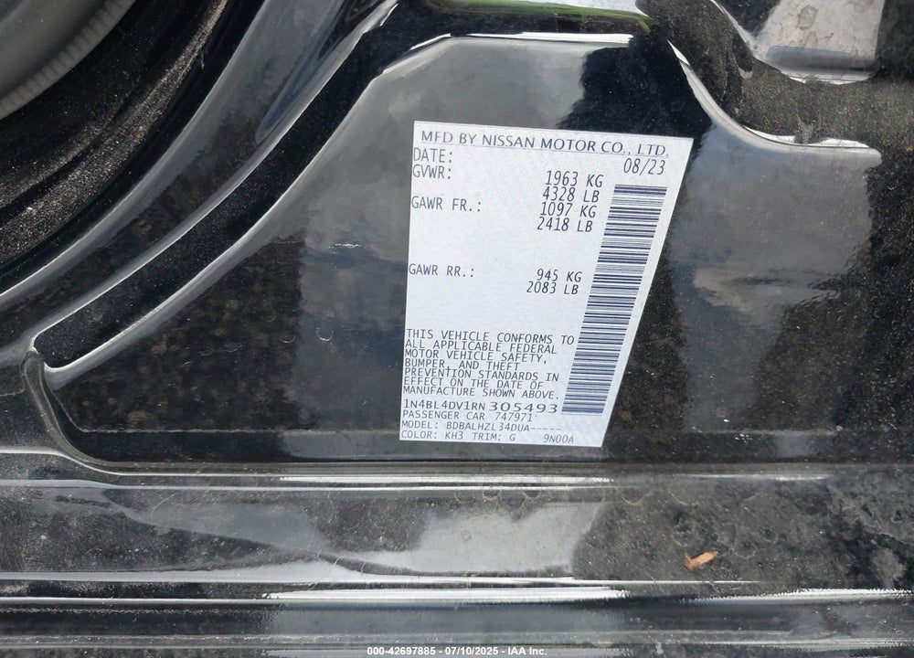 2024 NISSAN ALTIMA VIN: 1N4BL4DV1RN305493