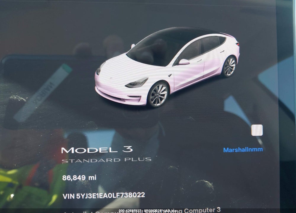 2020 TESLA MODEL 3 VIN: 5YJ3E1EA0LF738022