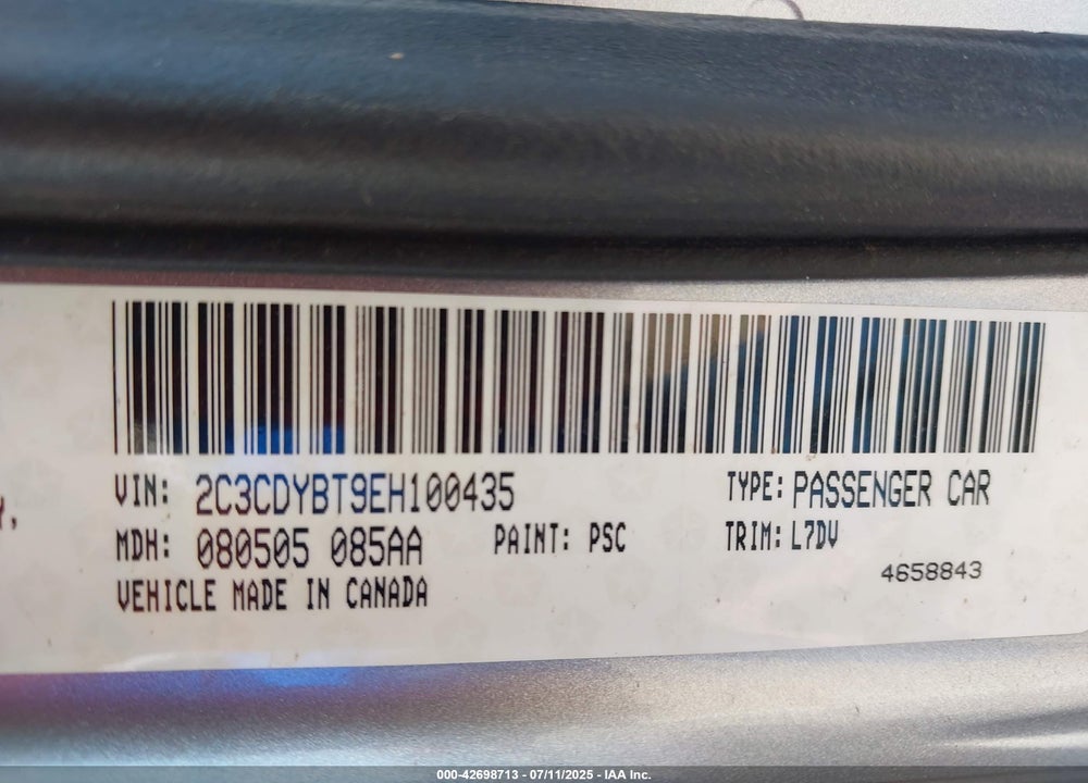2014 DODGE CHALLENGER VIN: 2C3CDYBT9EH100435