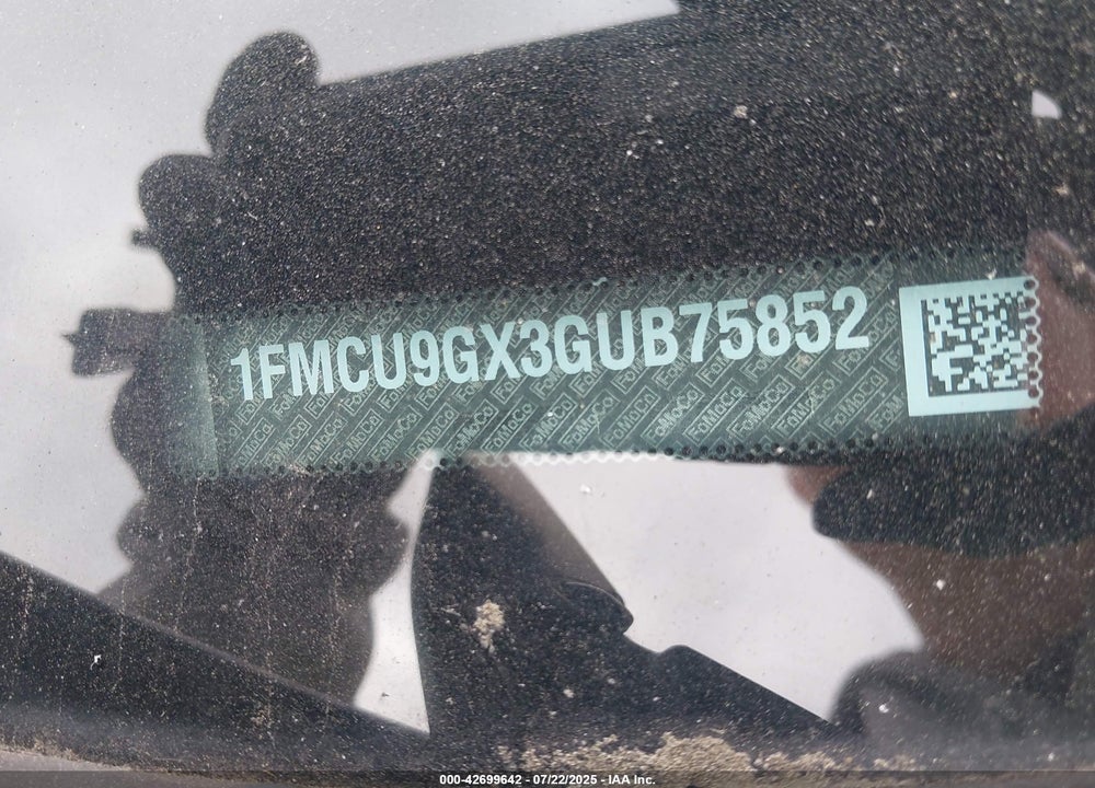 2016 FORD ESCAPE VIN: 1FMCU9GX3GUB75852