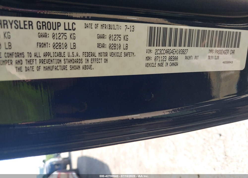 2014 CHRYSLER 300 VIN: 2C3CCARG4EH103827