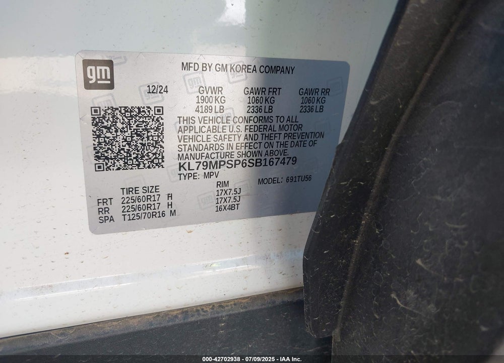 2025 CHEVROLET TRAILBLAZER FWD LT VIN: KL79MPSP6SB167479