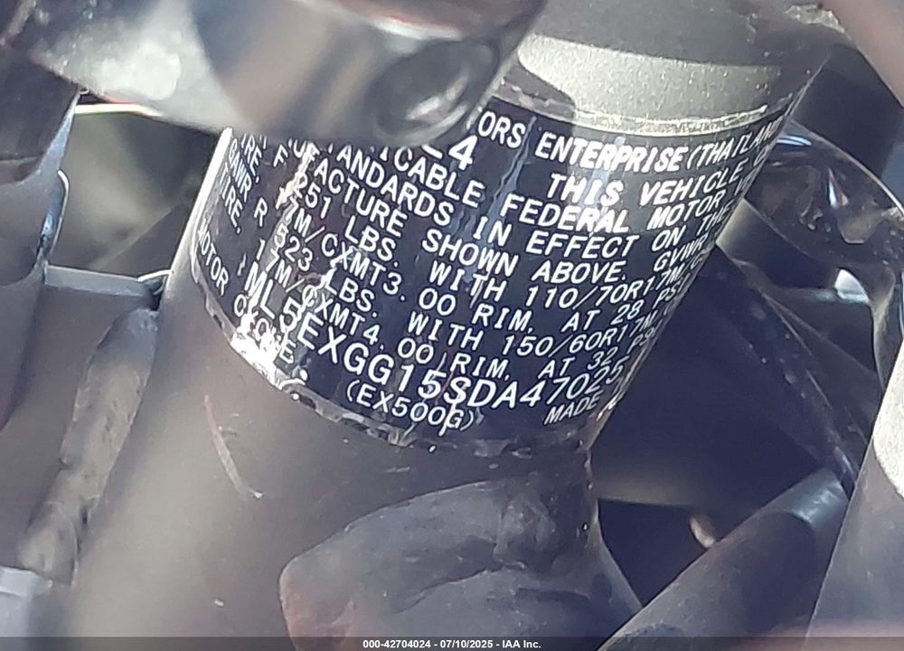 2025 KAWASAKI EX500 VIN: ML5EXGG15SDA47025