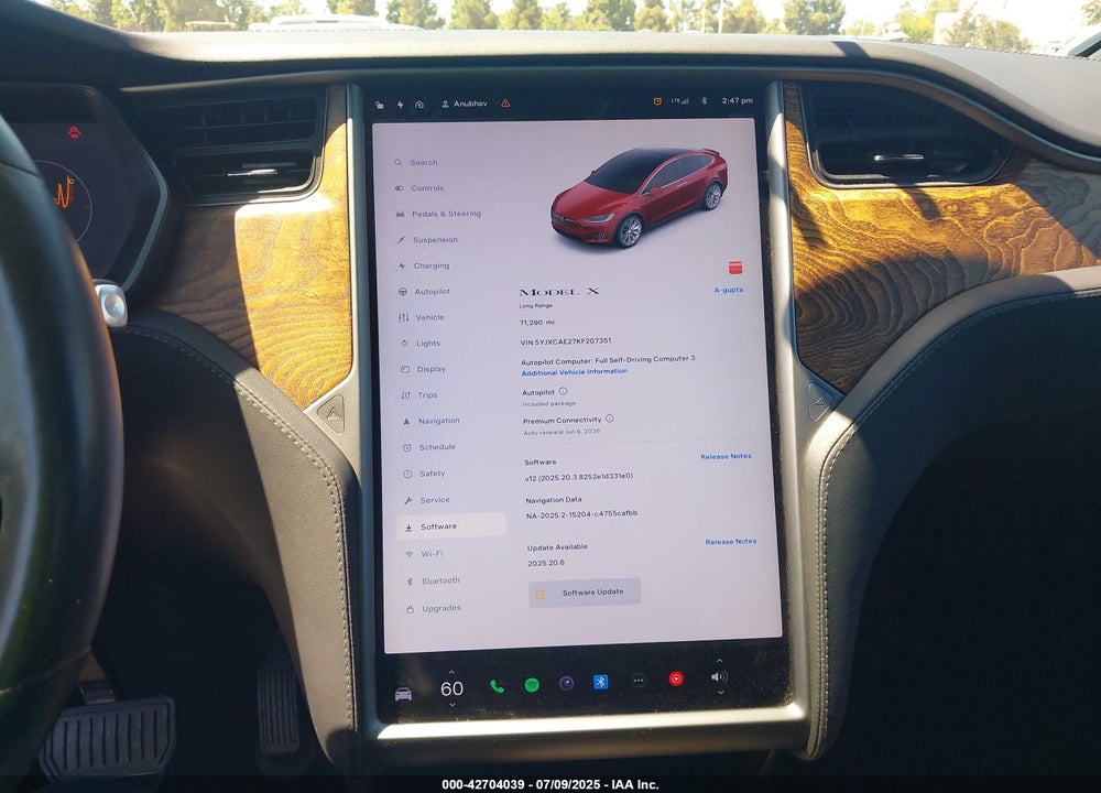 2019 TESLA MODEL X VIN: 5YJXCAE27KF207351