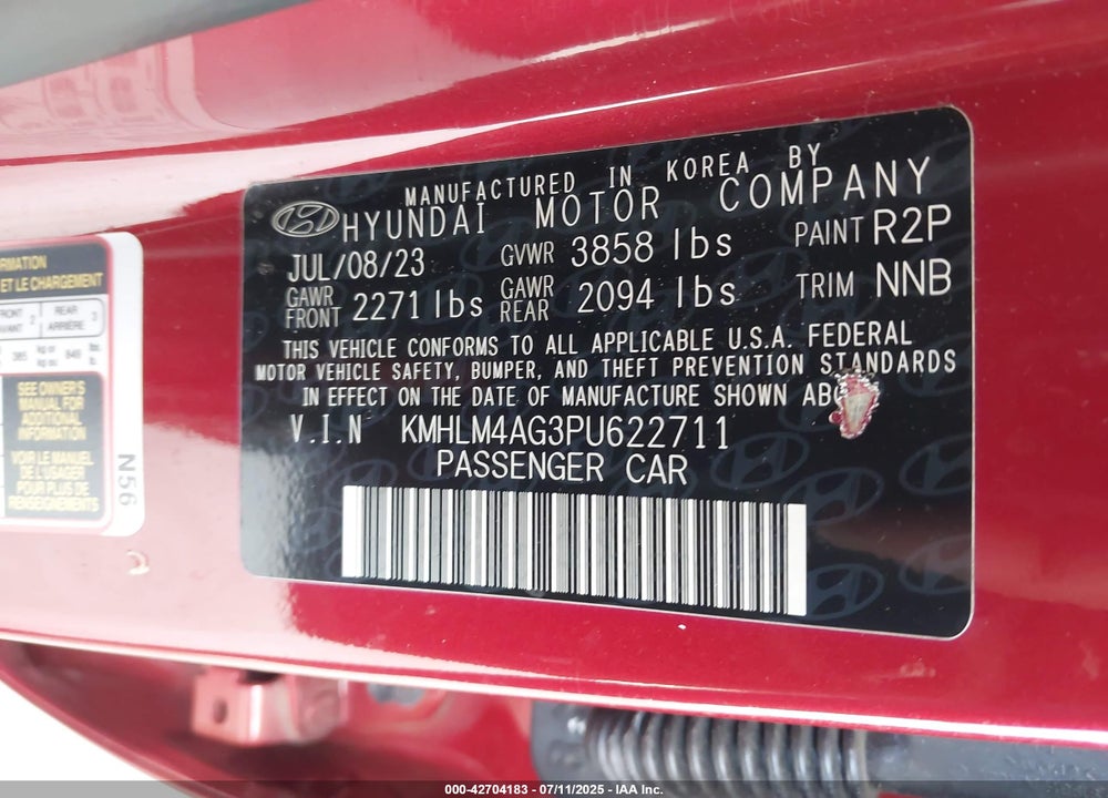 2023 HYUNDAI ELANTRA VIN: KMHLM4AG3PU622711
