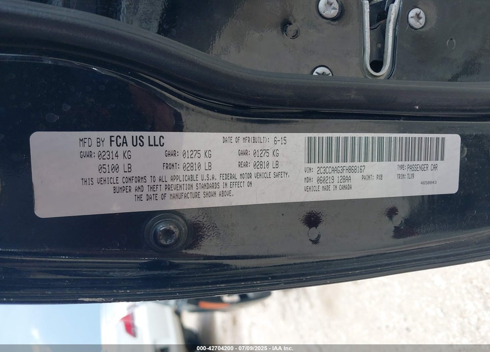 2015 CHRYSLER 300 VIN: 2C3CCAAG3FH868167