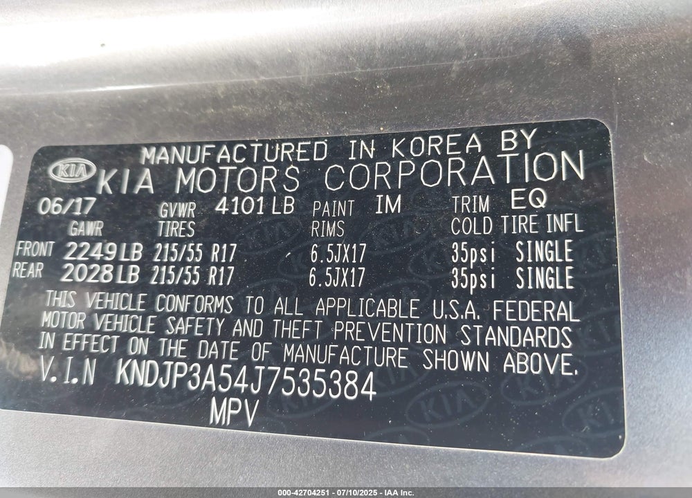 2018 KIA SOUL VIN: KNDJP3A54J7535384