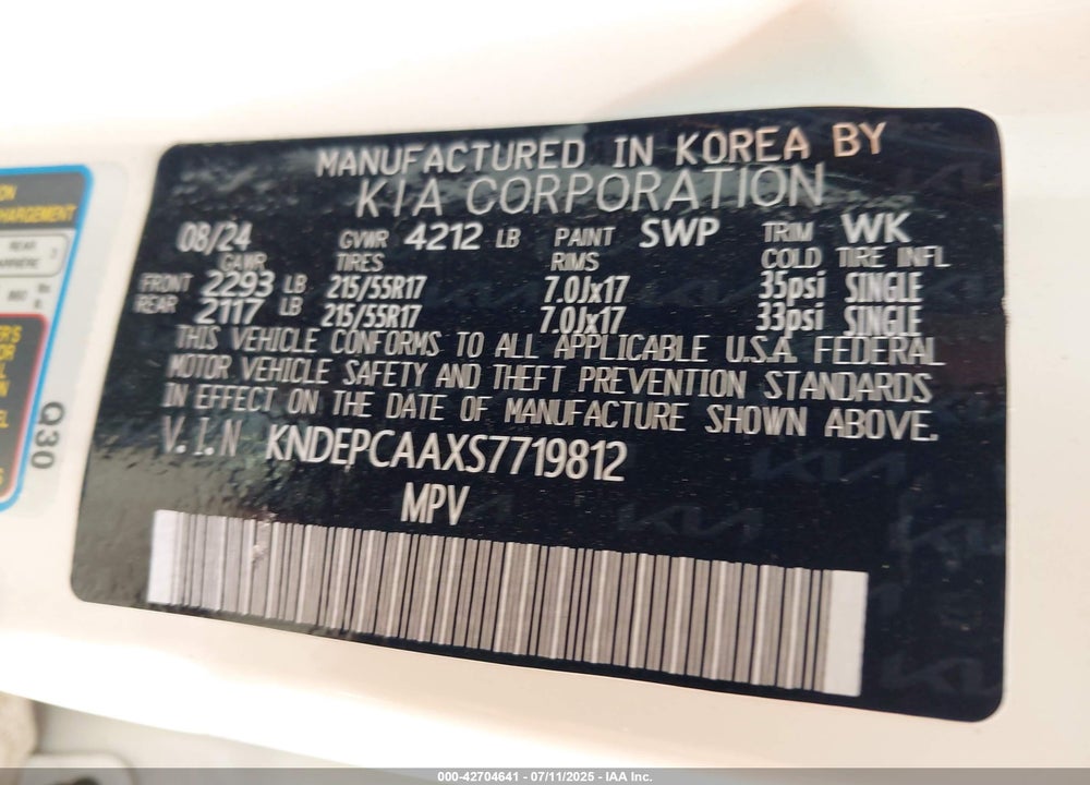 2025 KIA SELTOS VIN: KNDEPCAAXS7719812