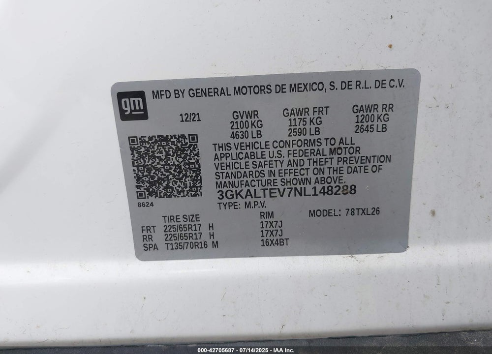 2022 GMC TERRAIN VIN: 3GKALTEV7NL148288