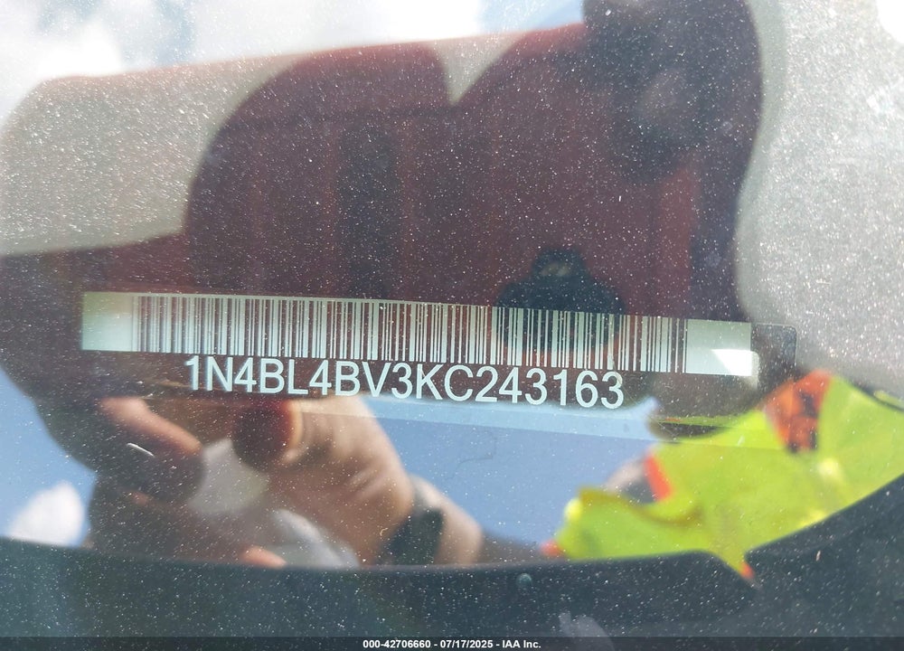 2019 NISSAN ALTIMA VIN: 1N4BL4BV3KC243163