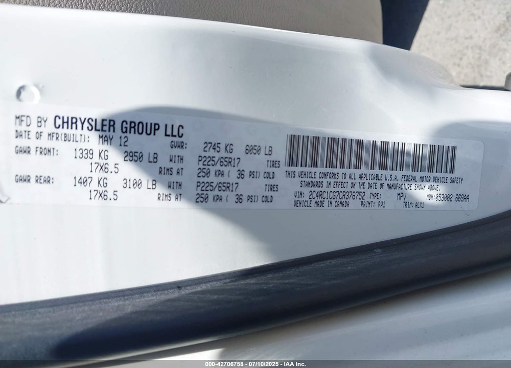 2012 CHRYSLER TOWN & COUNTRY TOURING-L VIN: 2C4RC1CG7CR376752