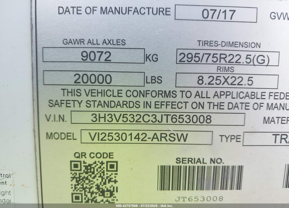 2018 HYUNDAI TRANSLEAD INC --- VIN: 3H3V532C3JT653008