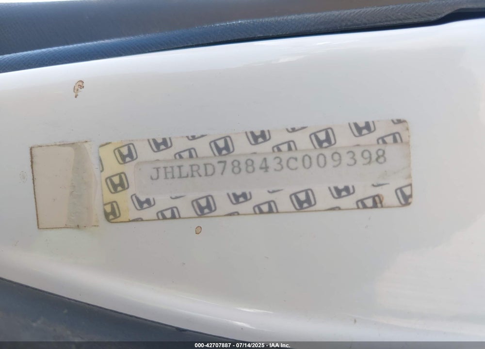 2003 HONDA CR-V EX VIN: JHLRD78843C009398