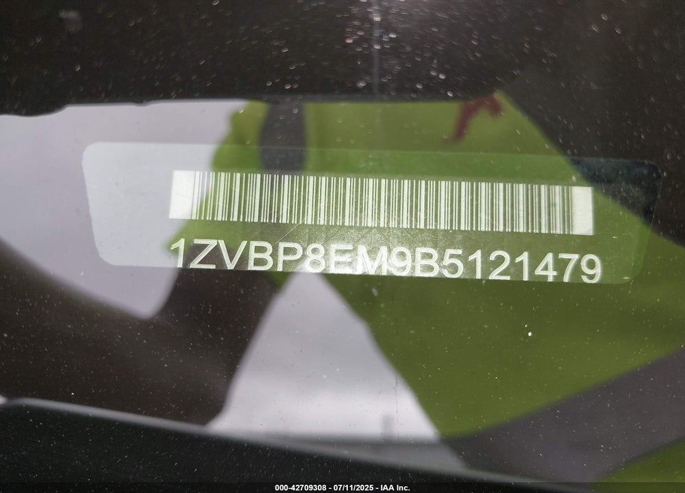 2011 FORD MUSTANG VIN: 1ZVBP8EM9B5121479