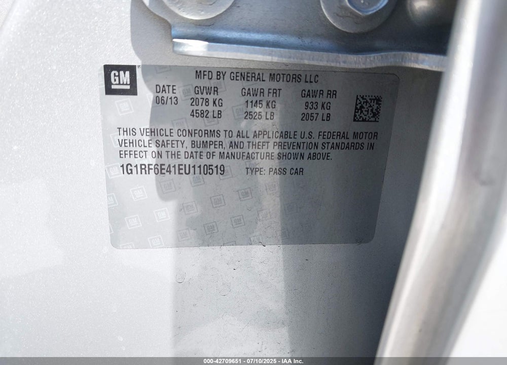 2014 CHEVROLET VOLT VIN: 1G1RF6E41EU110519