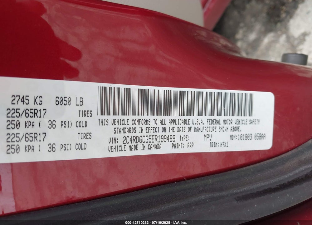 2014 DODGE GRAND CARAVAN SXT VIN: 2C4RDGCG5ER199489