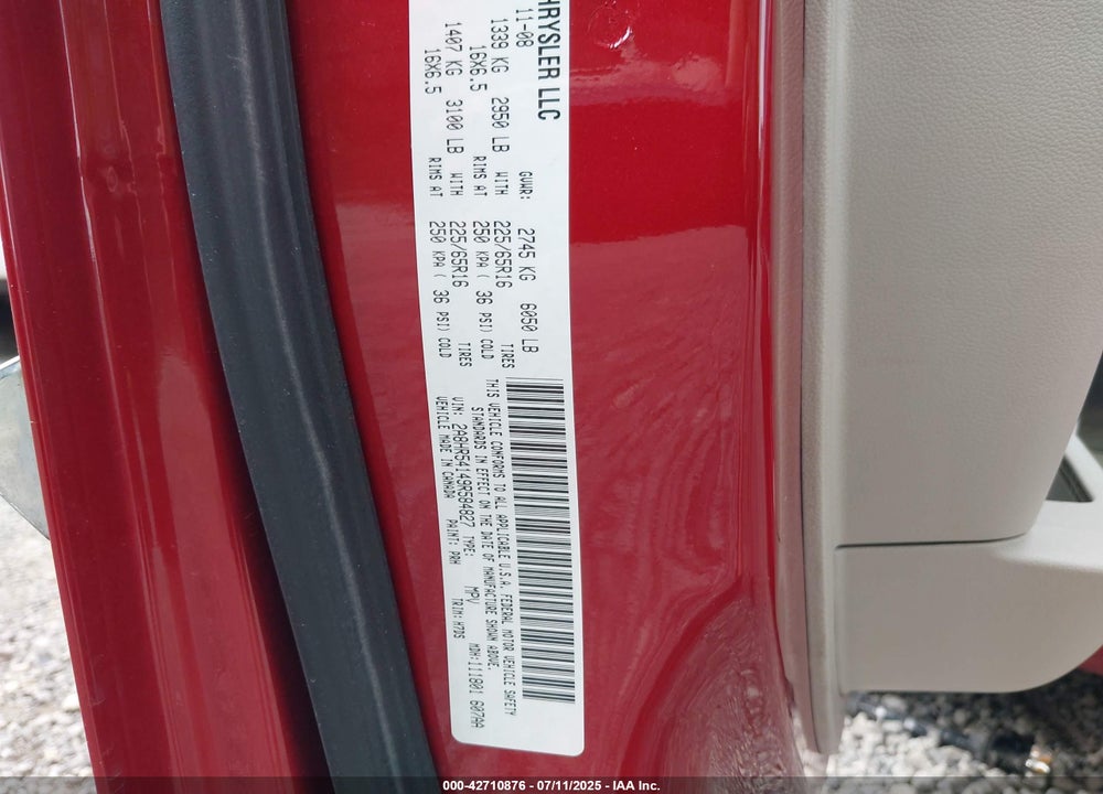 2009 CHRYSLER TOWN & COUNTRY TOURING VIN: 2A8HR54149R584827