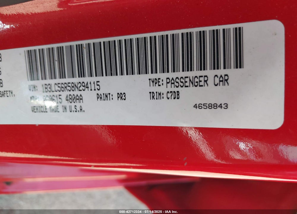 2008 DODGE AVENGER SXT VIN: 1B3LC56R58N294115