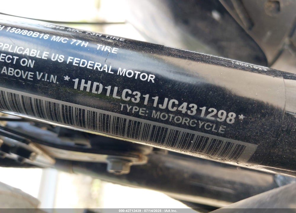 2018 HARLEY-DAVIDSON XL1200 FORTY-EIGHT VIN: 1HD1LC311JC431298