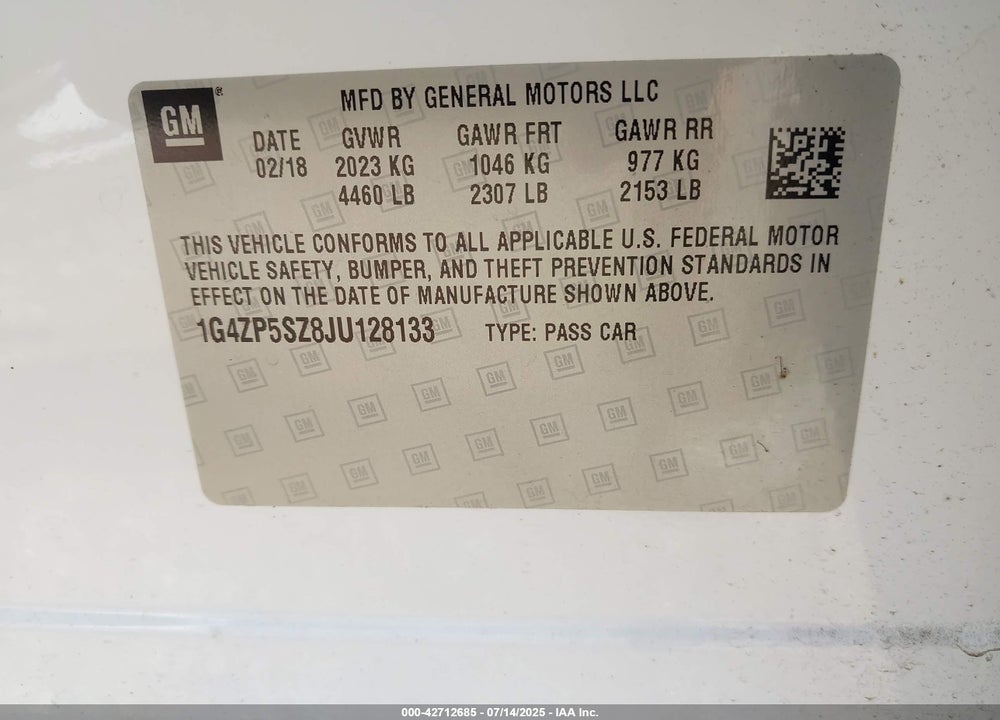 2018 BUICK LACROSSE VIN: 1G4ZP5SZ8JU128133